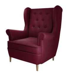 Wohnen Sessel<Ohrensessel in Bordeaux Rot Samt - Marquita
