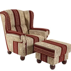 Wohnen Sessel<Ohrensessel mit Streifen und Ornamenten - Basento