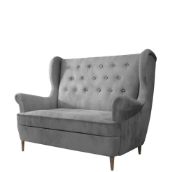 Wohnen Sofas<Ohrensofa in Hellgrau Samtbezug - Renero