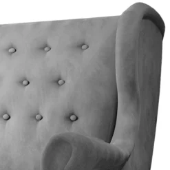 Wohnen Sofas<Ohrensofa in Hellgrau Samtbezug - Renero