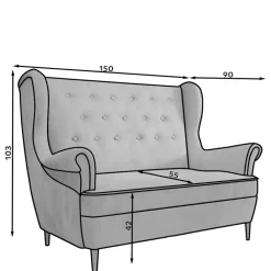Wohnen Sofas<Ohrensofa in Hellgrau Samtbezug - Renero