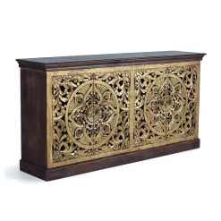 Wohnen Sideboards<Oriental Design Sideboard in Gold und Walnussbraun - Roswito