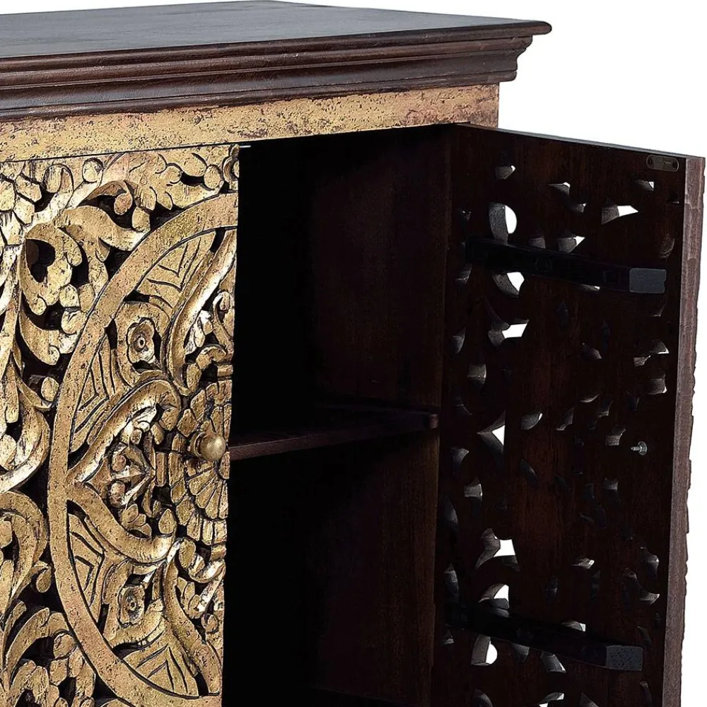 Wohnen Sideboards<Oriental Design Sideboard in Gold und Walnussbraun - Roswito