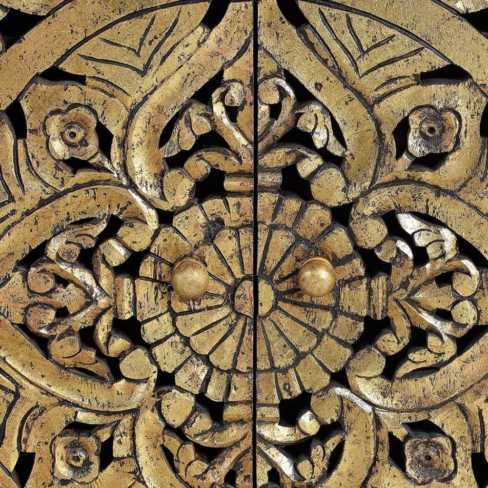 Wohnen Sideboards<Oriental Design Sideboard in Gold und Walnussbraun - Roswito