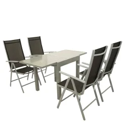 Wohnen Sitzgruppe<Outdoor Essgruppe aus Aluminium - Trenta (fünfteilig)