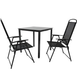 Wohnen Sitzgruppe<Outdoor Essgruppe mit zwei Klappstühlen - Saridio (dreiteilig)