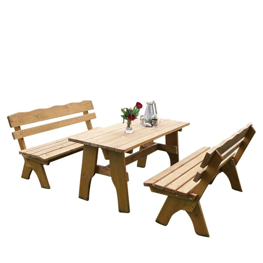Wohnen Sitzgruppe<Outdoor Sitzgruppe Brixen aus Kiefer Massivholz (dreiteilig)
