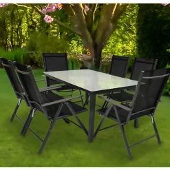 Wohnen Sitzgruppe<Outdoor Sitzgruppe mit Glastisch - Franatico (siebenteilig)