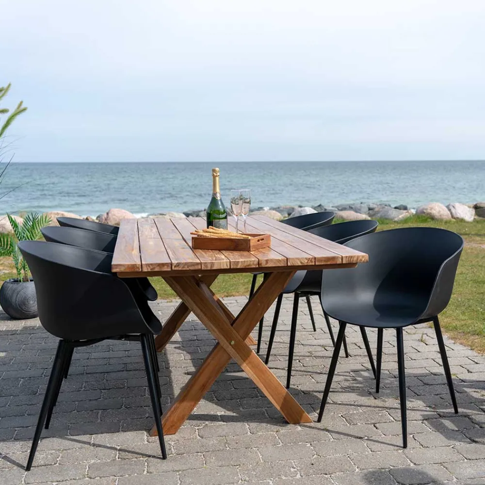 Wohnen Sitzgruppe<Outdoor Sitzgruppe mit Schalenstühlen - Biniamo (siebenteilig)