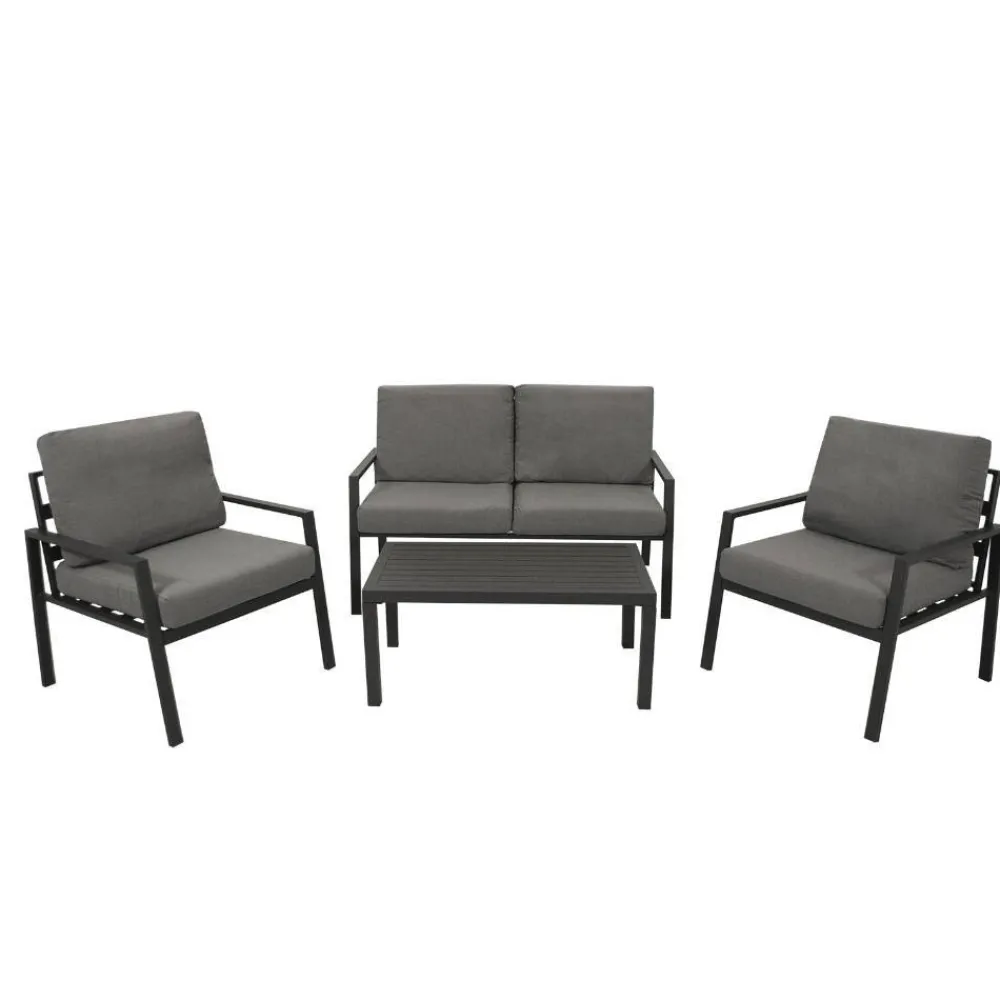 Wohnen Sitzgruppe<Outdoor-Lounge Set aus Aluminium - Zebrano (vierteilig)