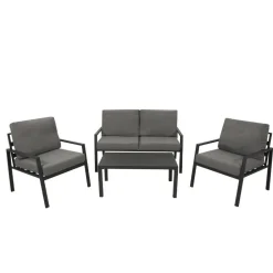 Wohnen Sitzgruppe<Outdoor-Lounge Set aus Aluminium - Zebrano (vierteilig)