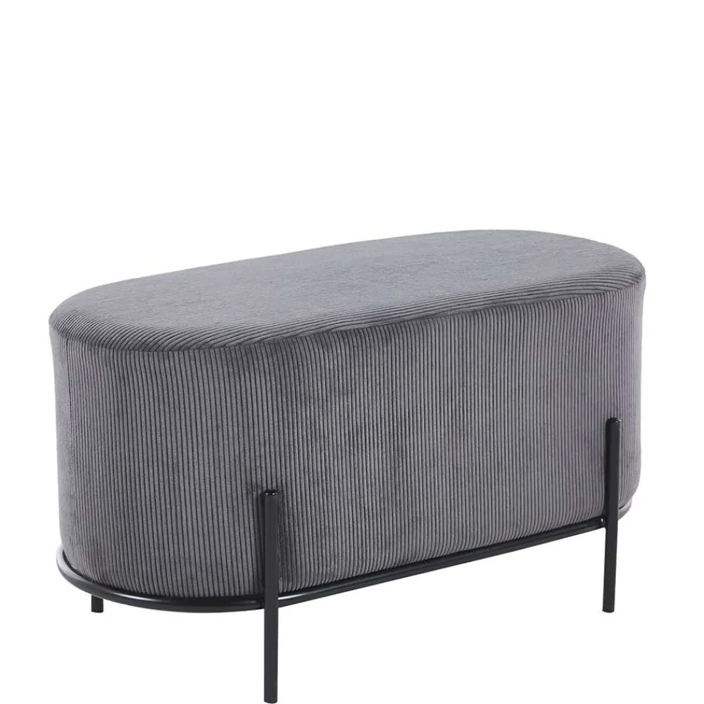 Wohnen Hocker<Ovale Polsterbank in Grau Cord - Carlisona