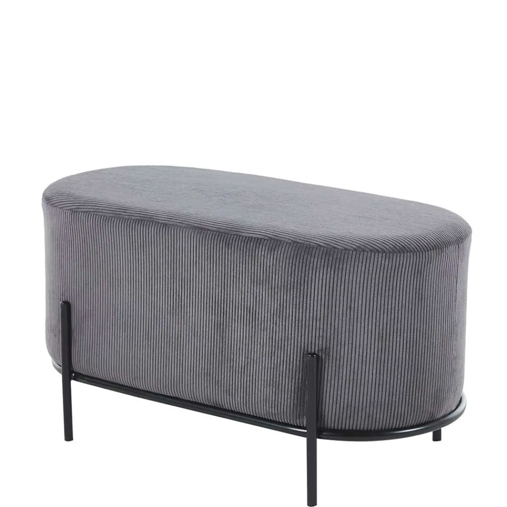Wohnen Hocker<Ovale Polsterbank in Grau Cord - Carlisona