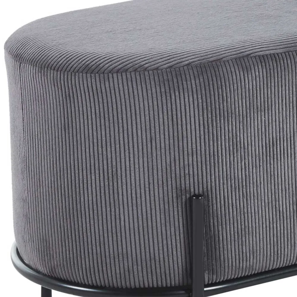 Wohnen Hocker<Ovale Polsterbank in Grau Cord - Carlisona