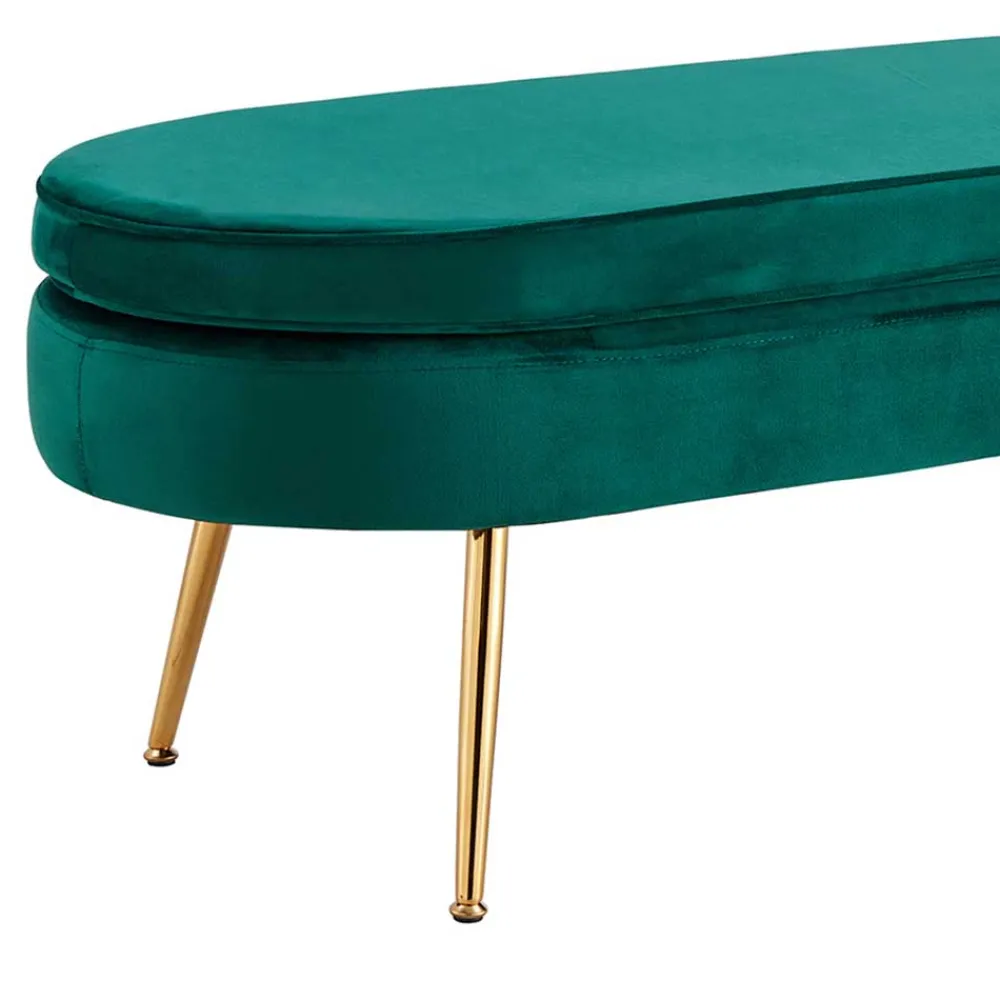 Wohnen Sitzbank<Ovale Retro Polsterbank in Grün & Gold - Lord