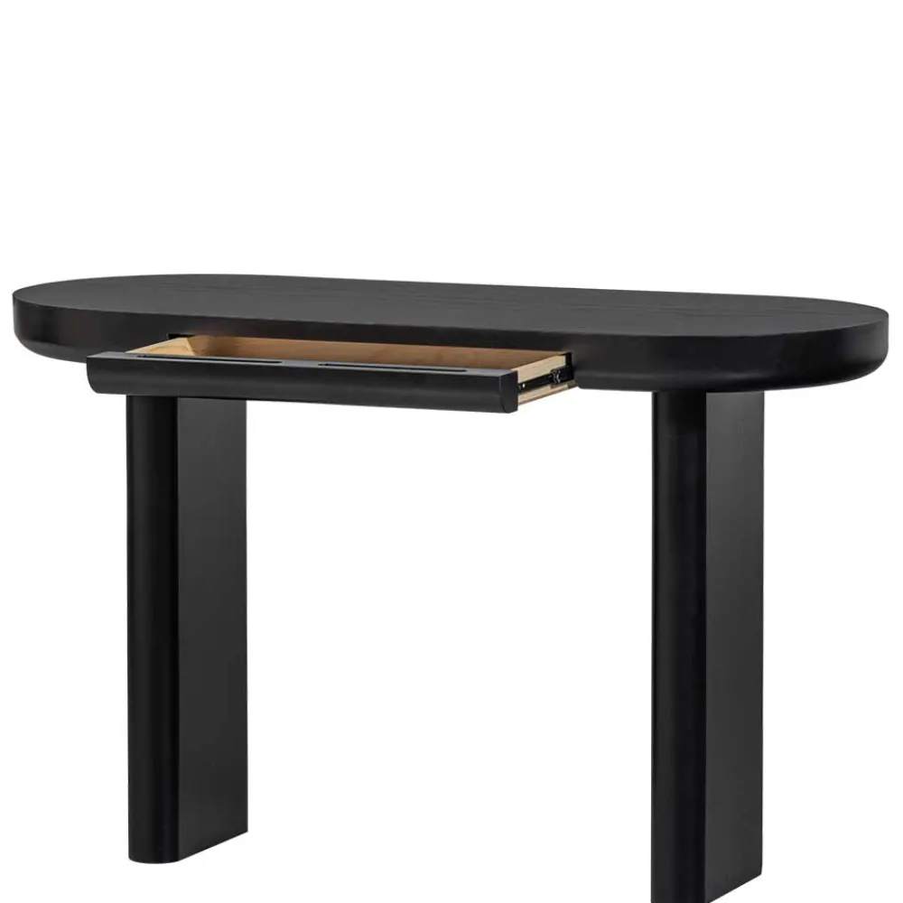 Wohnen Tische<Ovaler Design Schreibtisch in Schwarz Holzoptik - Belinda
