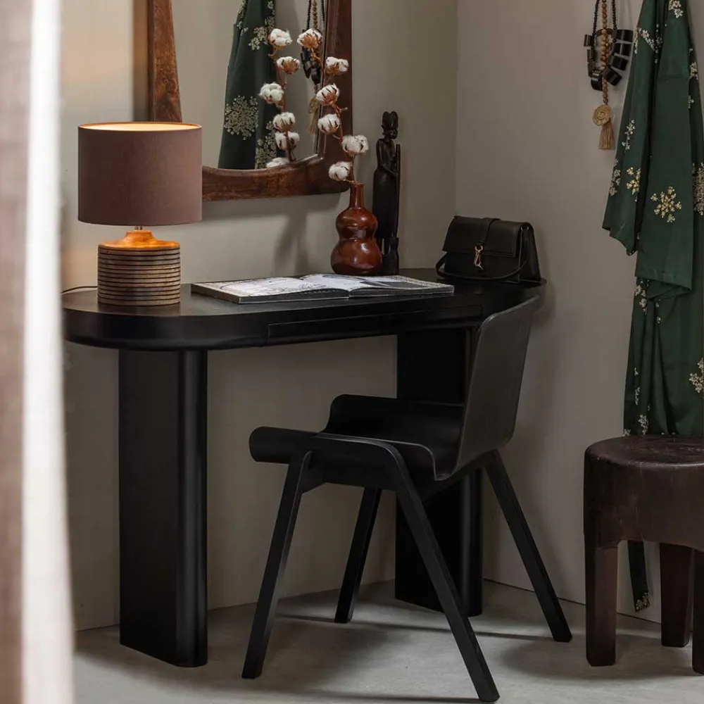 Wohnen Tische<Ovaler Design Schreibtisch in Schwarz Holzoptik - Belinda