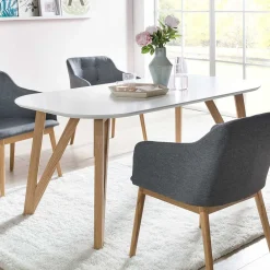 Wohnen Tische<Ovaler Designtisch in Weiß & Eichefarben - Calypso