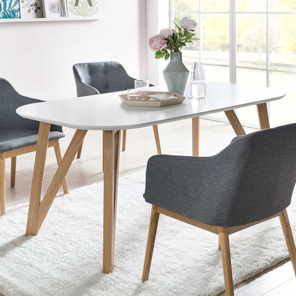 Wohnen Tische<Ovaler Designtisch in Weiß & Eichefarben - Calypso