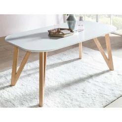 Wohnen Tische<Ovaler Designtisch in Weiß & Eichefarben - Calypso