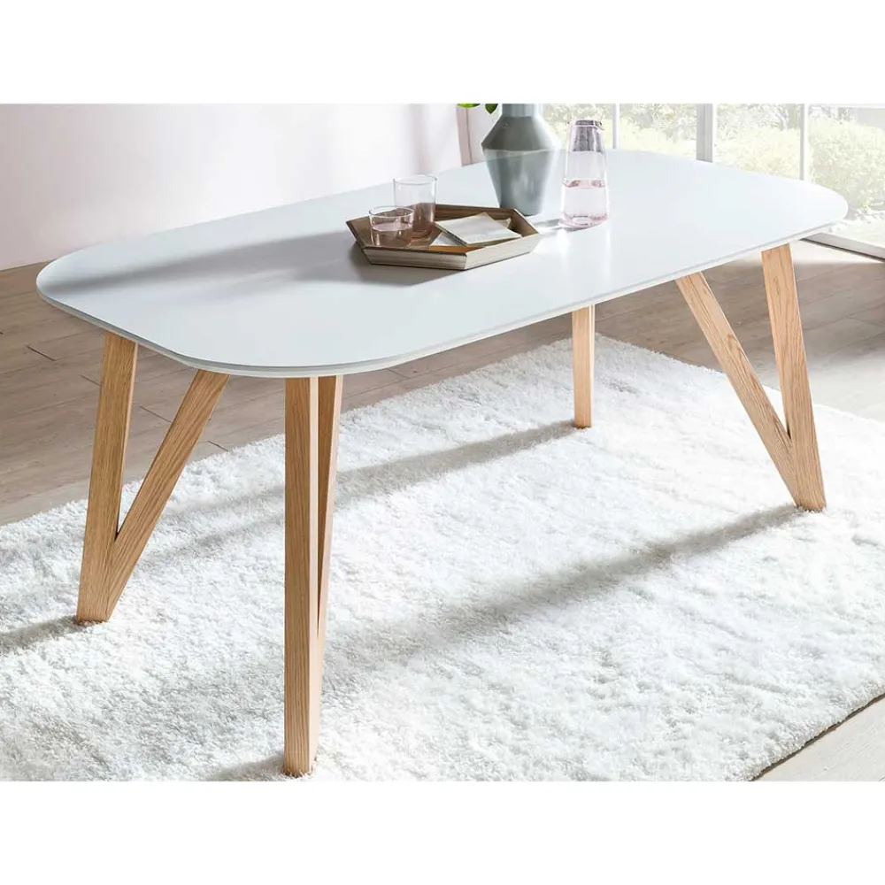 Wohnen Tische<Ovaler Designtisch in Weiß & Eichefarben - Calypso