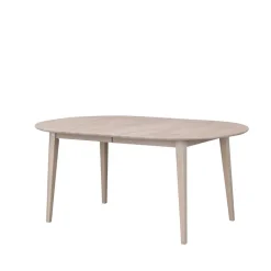 Wohnen Sitzgruppe<Ovaler Esstisch Eiche White Wash & 4 Stühle Pessoa mit Webstoff Grau (fünfteilig)
