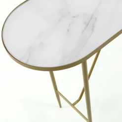 Wohnen Tische<Ovaler Konsolentisch mit Glas Marmoroptik - Bremona
