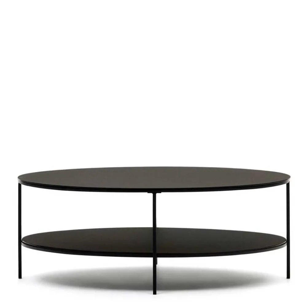 Wohnen Tische<Ovaler Sofatisch aus Glas und Metall - Calama