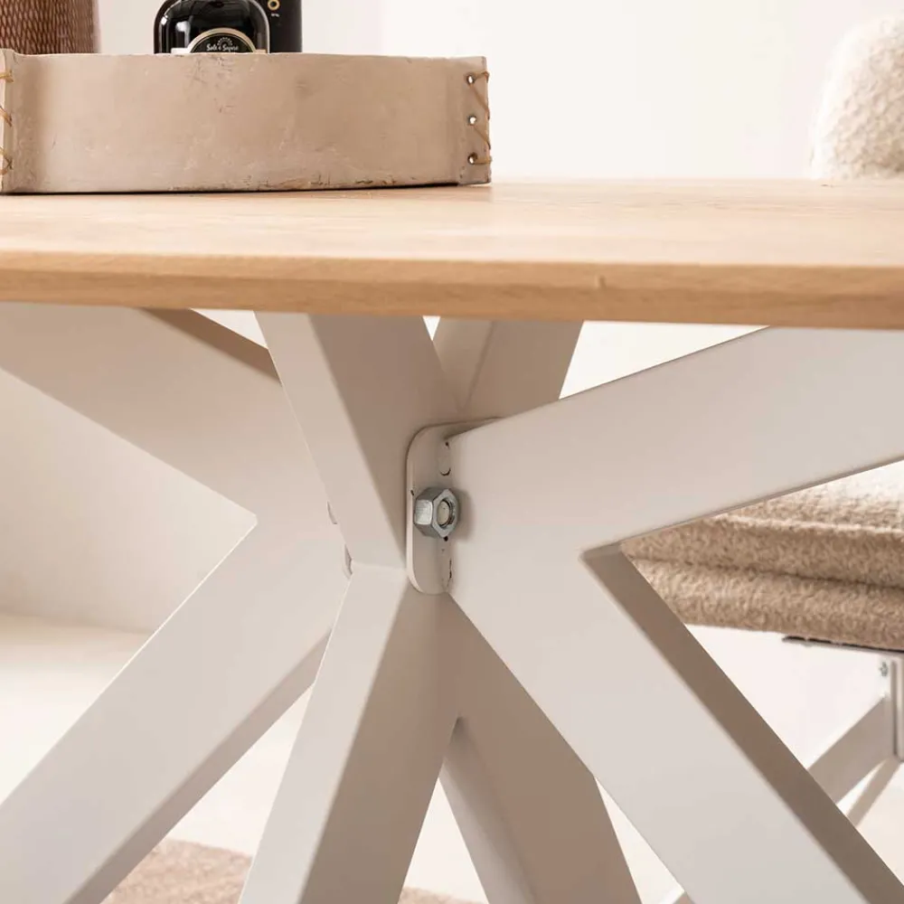 Wohnen Tische<Ovaler Wildeiche-Tisch mit weißem Spidergestell - French