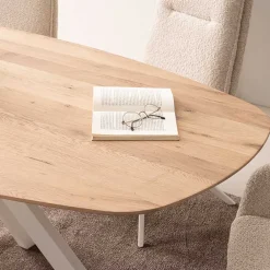 Wohnen Tische<Ovaler Wildeiche-Tisch mit weißem Spidergestell - French