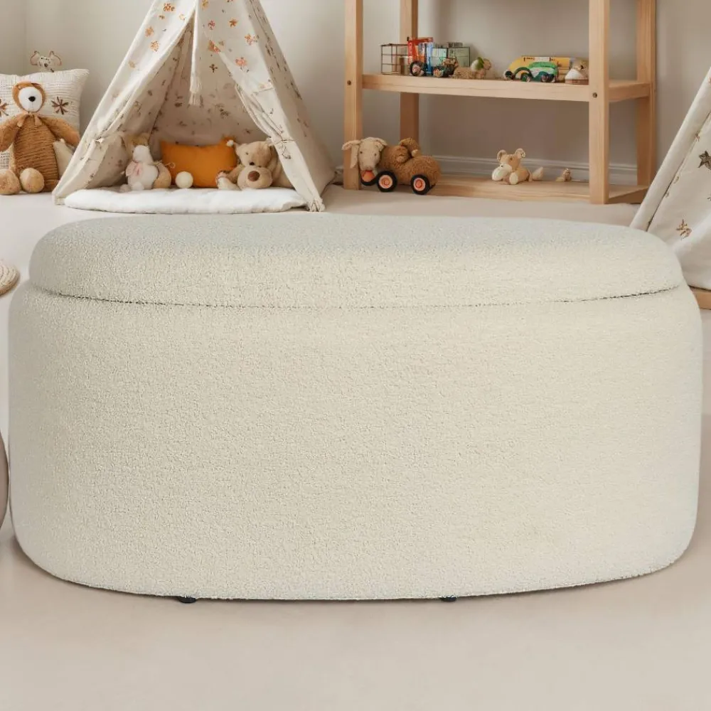 Wohnen Hocker<Ovaler XL Hocker mit Stauraum-Truhe - Barracin