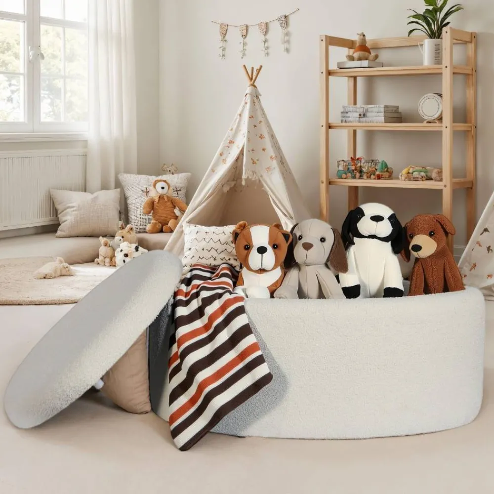 Wohnen Hocker<Ovaler XL Hocker mit Stauraum-Truhe - Barracin