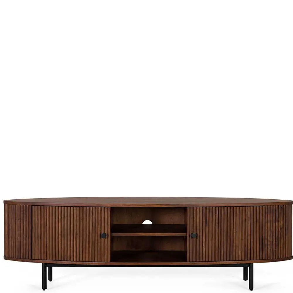 Wohnen Tv & Hifi-Möbel|Lowboards<Ovales Retro TV Lowboard aus Akazie - Chalil