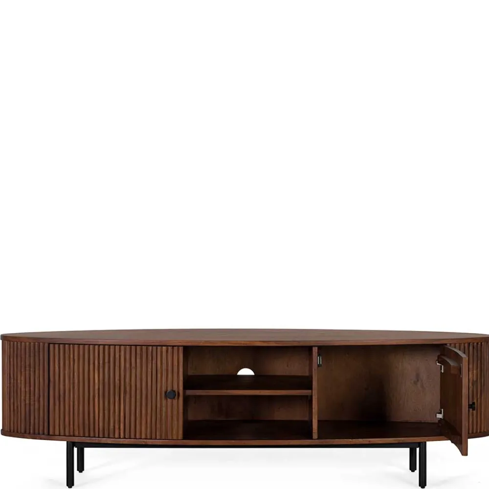 Wohnen Tv & Hifi-Möbel|Lowboards<Ovales Retro TV Lowboard aus Akazie - Chalil