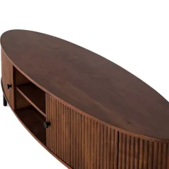 Wohnen Tv & Hifi-Möbel|Lowboards<Ovales Retro TV Lowboard aus Akazie - Chalil