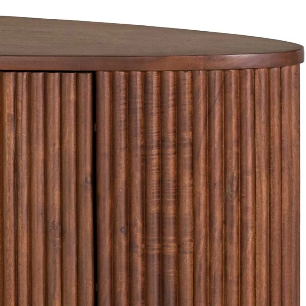 Wohnen Tv & Hifi-Möbel|Lowboards<Ovales Retro TV Lowboard aus Akazie - Chalil