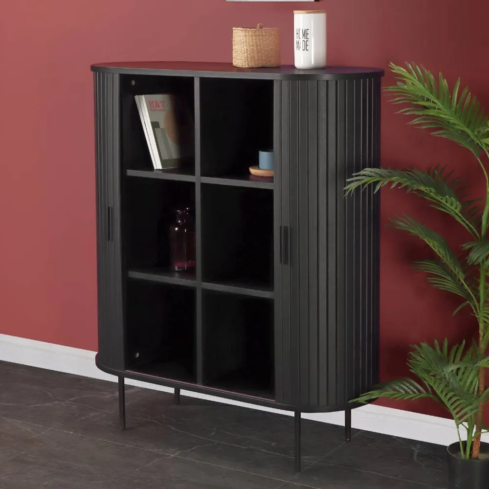 Wohnen Highboards<Ovales Schiebetüren-Highboard im Retro Design - Lurymav