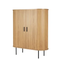 Wohnen Highboards<Ovales Skandi-Highboard mit Schiebetüren - Barnetta