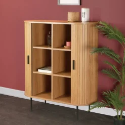 Wohnen Highboards<Ovales Skandi-Highboard mit Schiebetüren - Barnetta