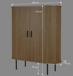 Wohnen Highboards<Ovales Skandi-Highboard mit Schiebetüren - Barnetta