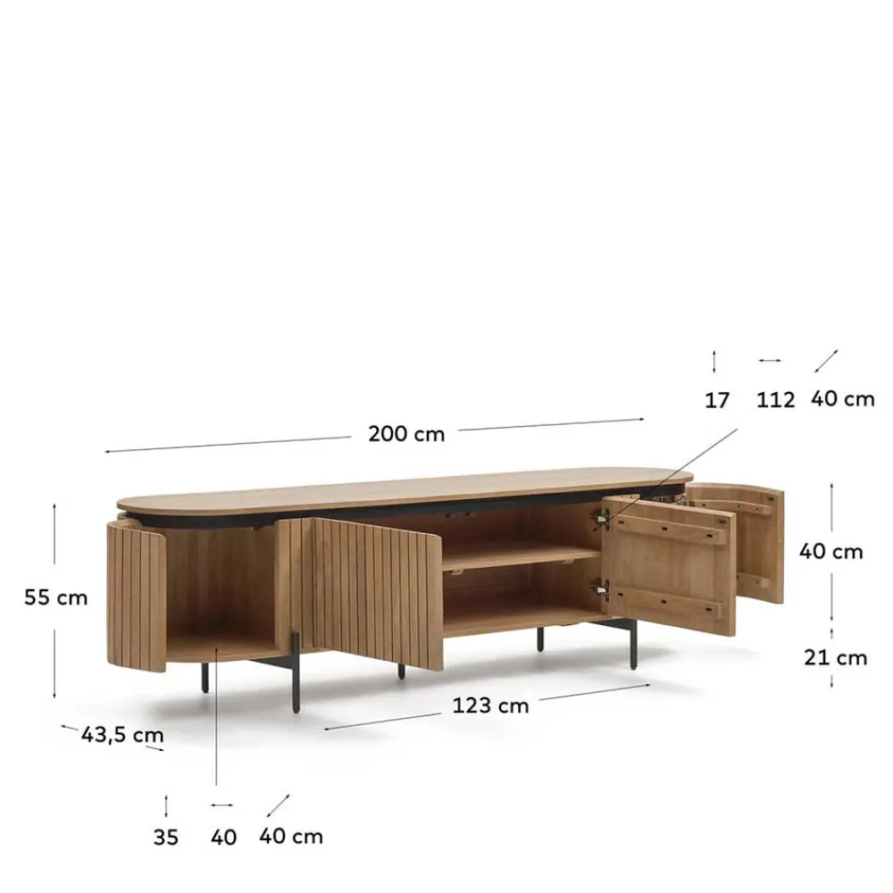 Wohnen Tv & Hifi-Möbel<Ovales TV Board 200x55x43 cm - Ilvenda