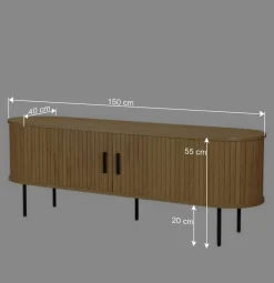 Wohnen Tv & Hifi-Möbel|Lowboards<Ovales TV-Board mit Schiebetüren - Barnetta