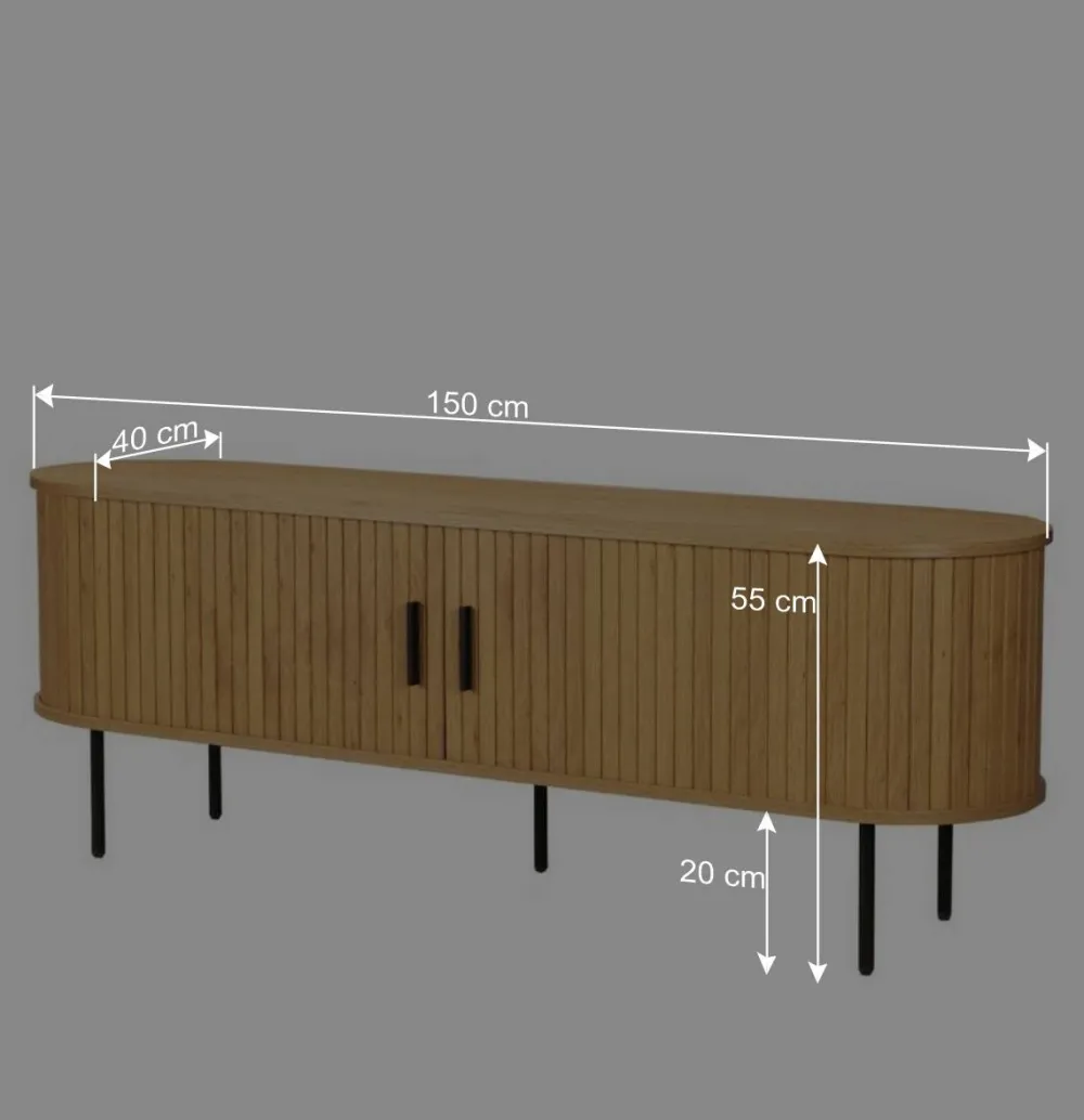 Wohnen Tv & Hifi-Möbel|Lowboards<Ovales TV-Board mit Schiebetüren - Barnetta