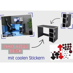 Wohnen Tische<PC Schreibtisch in Anthrazit mit Weiß - Venatio