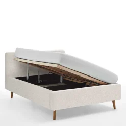 Wohnen Betten<Plüsch Polsterbett in Creme - Ilena