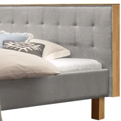 Wohnen Betten<Polsterbett Doppelbett in Grau Stoff - Pays