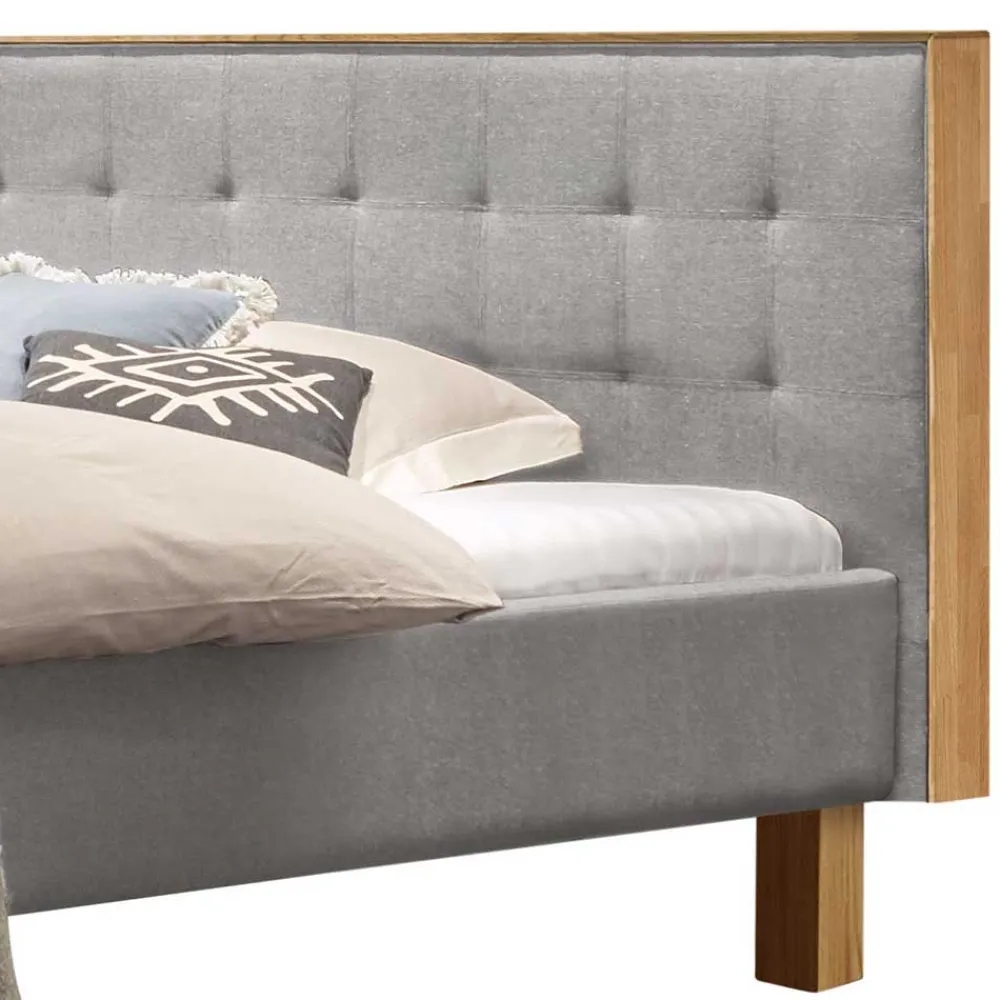 Wohnen Betten<Polsterbett Doppelbett in Grau Stoff - Pays