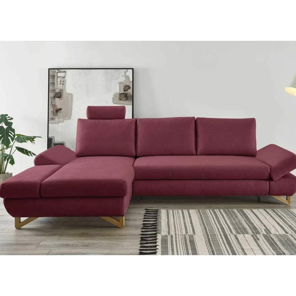 Wohnen Sofas<Polsterecke in Bordeaux Rot Velours - Baonga