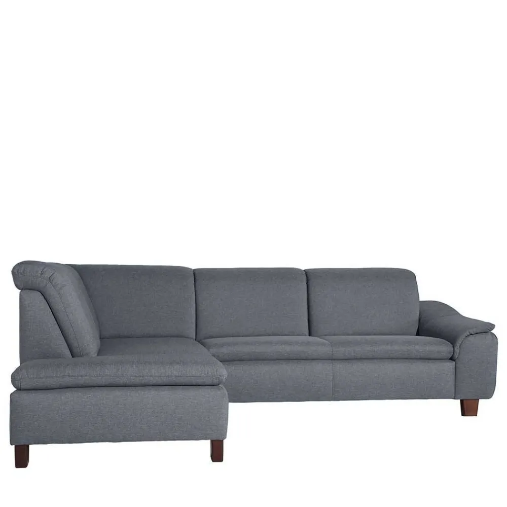 Wohnen Sofas<Polsterecke in Jeansblau mit Nussbaum - Ilea