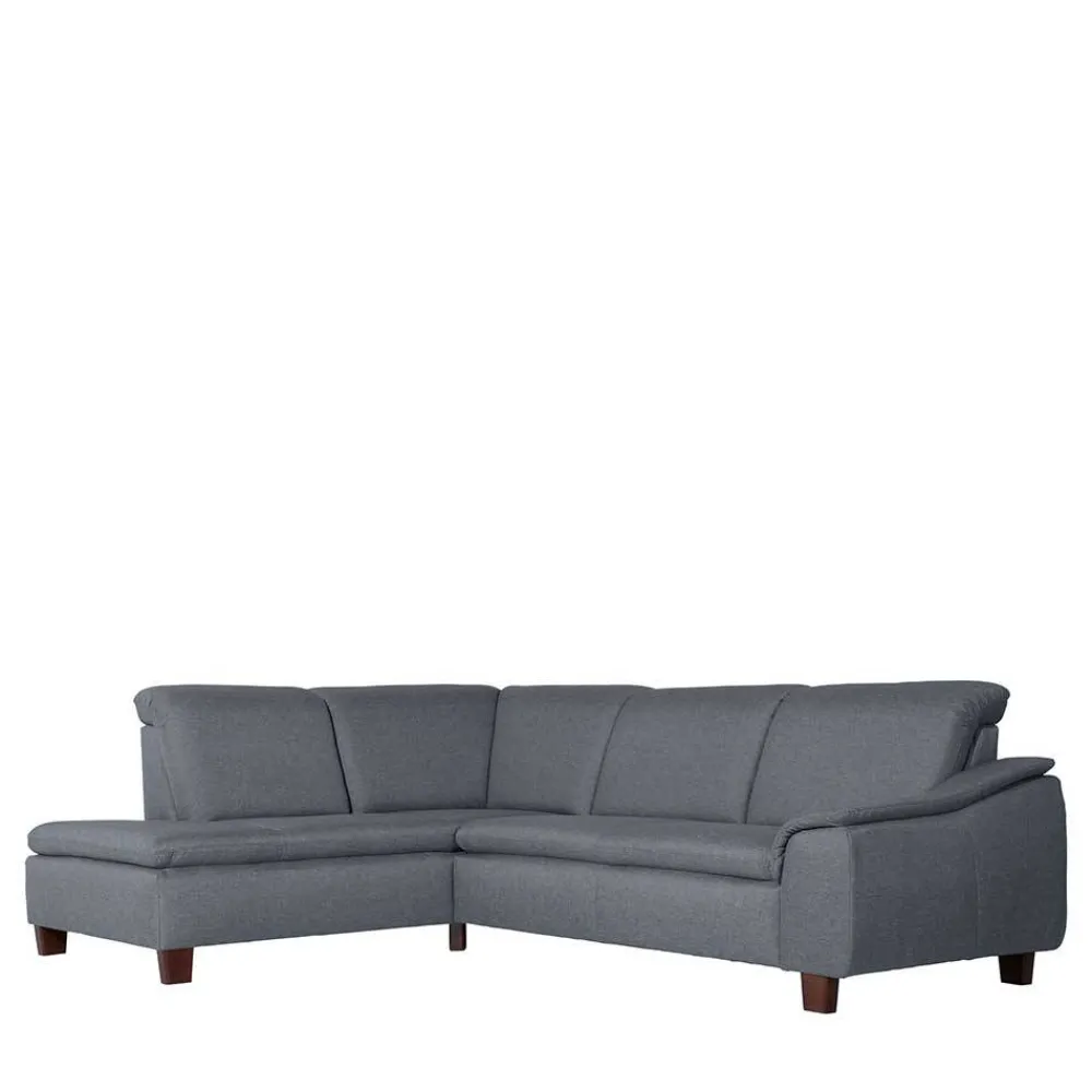 Wohnen Sofas<Polsterecke in Jeansblau mit Nussbaum - Ilea